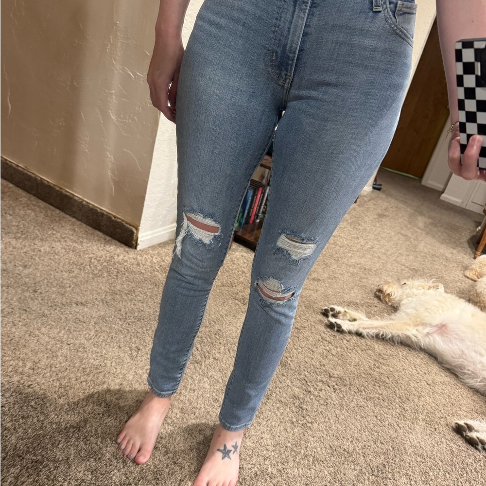 Levi's Blue Skinny Jeans Distressed Ankle-Length